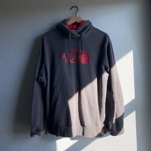 The North Face Dark Grey / Red Hoodie Large - Very Good Condition